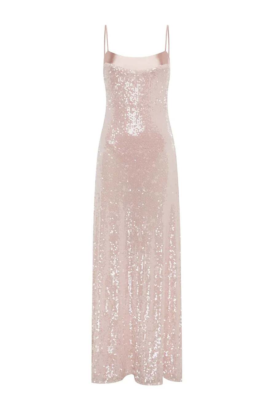 House of CB Illiana Rose Pink Sequin Maxi Dress